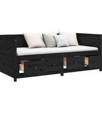 Tagesbett Schwarz 75x190 cm Massivholz Kiefer