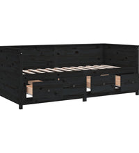 Tagesbett Schwarz 75x190 cm Massivholz Kiefer