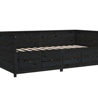 Tagesbett Schwarz 75x190 cm Massivholz Kiefer