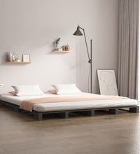 Palettenbett Grau 200x200 cm Massivholz Kiefer