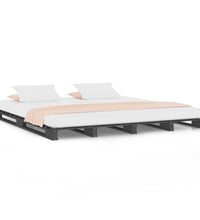 Palettenbett Grau 140x190 cm Massivholz Kiefer
