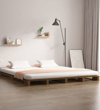 Palettenbett Honigbraun 140x190 cm Massivholz Kiefer
