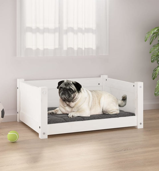 Hundebett Weiß 65,5x50,5x28 cm Massivholz Kiefer