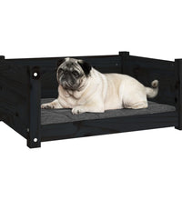 Hundebett Schwarz 65,5x50,5x28 cm Massivholz Kiefer