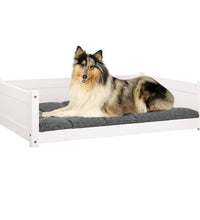 Hundebett Weiß 95,5x65,5x28 cm Massivholz Kiefer