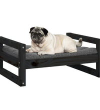 Hundebett Schwarz 65,5x50,5x28 cm Massivholz Kiefer