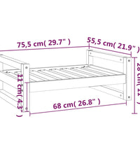 Hundebett Weiß 75,5x55,5x28 cm Massivholz Kiefer