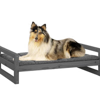 Hundebett Grau 95,5x65,5x28 cm Massivholz Kiefer