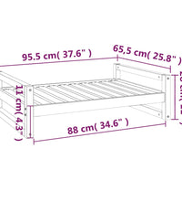 Hundebett Grau 95,5x65,5x28 cm Massivholz Kiefer
