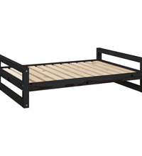 Hundebett Schwarz 105,5x75,5x28 cm Massivholz Kiefer