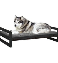 Hundebett Schwarz 105,5x75,5x28 cm Massivholz Kiefer
