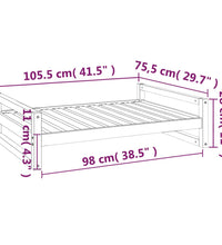 Hundebett Schwarz 105,5x75,5x28 cm Massivholz Kiefer