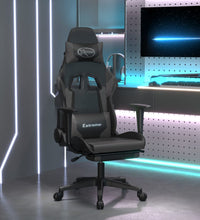 Gaming-Stuhl mit Massage & Fußstütze Schwarz & Grau Kunstleder