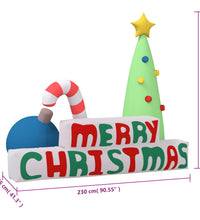 Aufblasbare Weihnachtsdekoration Merry Christmas mit LEDs 197cm