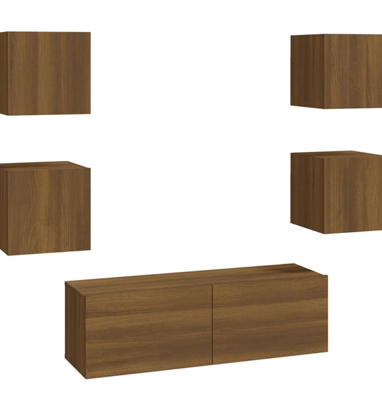 TV-Wandschrank-Set Braun Eichen-Optik Holzwerkstoff