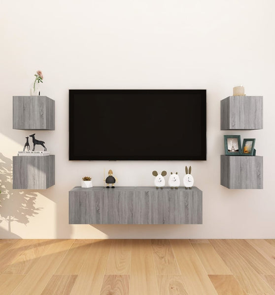 TV-Wandschrank 8 Stk. Grau Sonoma 30,5x30x30 cm