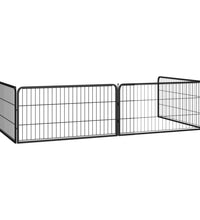 4-tlg. Hundelaufstall Schwarz 100x50cm Stahl Pulverbeschichtung