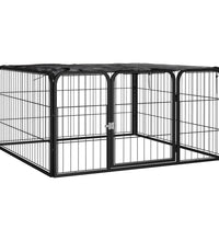 4-tlg. Hundelaufstall Schwarz 100x50cm Stahl Pulverbeschichtung