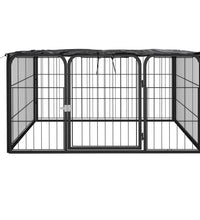 4-tlg. Hundelaufstall Schwarz 100x50cm Stahl Pulverbeschichtung