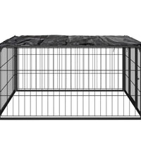 4-tlg. Hundelaufstall Schwarz 100x50cm Stahl Pulverbeschichtung