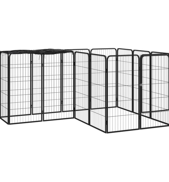 14-tlg. Hundelaufstall Schwarz 50x100cm Stahl Pulverbeschichtet