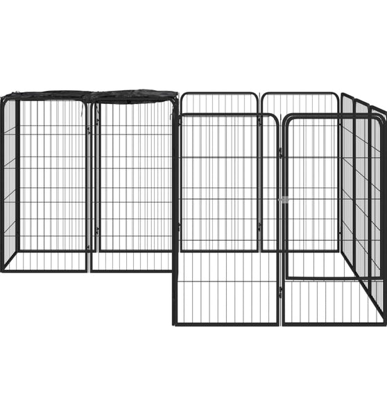 14-tlg. Hundelaufstall Schwarz 50x100cm Stahl Pulverbeschichtet