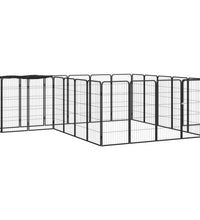 22-tlg. Hundelaufstall Schwarz 50x100cm Stahl Pulverbeschichtet