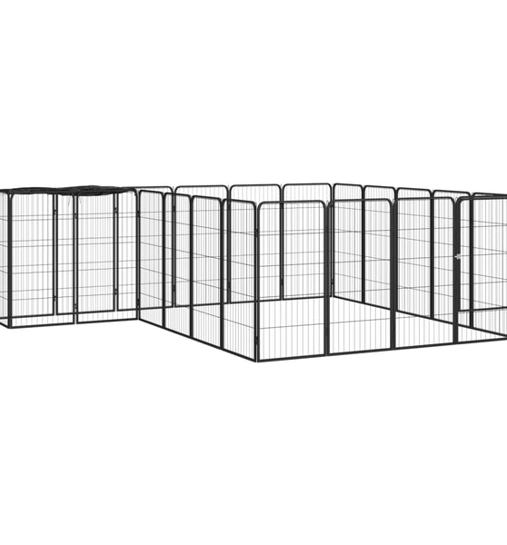 22-tlg. Hundelaufstall Schwarz 50x100cm Stahl Pulverbeschichtet