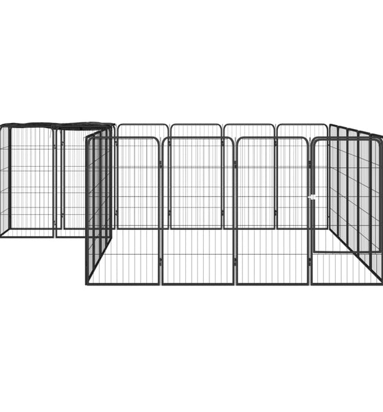 22-tlg. Hundelaufstall Schwarz 50x100cm Stahl Pulverbeschichtet