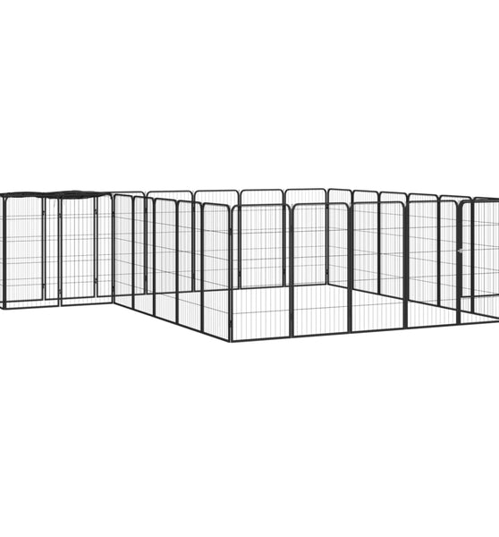 26-tlg. Hundelaufstall Schwarz 50x100cm Stahl Pulverbeschichtet