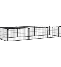 8-tlg. Hundelaufstall Schwarz 100x50 cm Stahl Pulverbeschichtet