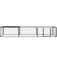8-tlg. Hundelaufstall Schwarz 100x50 cm Stahl Pulverbeschichtet