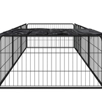 8-tlg. Hundelaufstall Schwarz 100x50 cm Stahl Pulverbeschichtet
