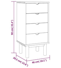 Schubladenschrank OTTA Braun & Grau 45x39x90 cm Massivholz