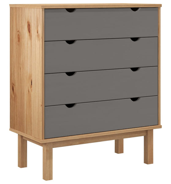 Schubladenschrank OTTA Braun&Grau 76,5x39,5x90 cm Massivholz