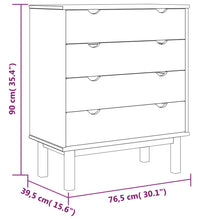 Schubladenschrank OTTA Braun&Grau 76,5x39,5x90 cm Massivholz