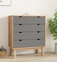 Schubladenschrank OTTA Braun&Grau 76,5x39,5x90 cm Massivholz