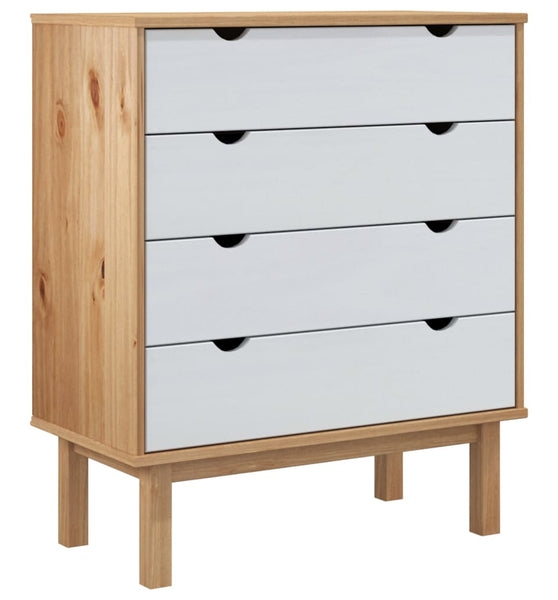 Schubladenschrank OTTA Braun&Weiß 76,5x39,5x90 cm Massivholz