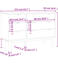 Schubladenschrank OTTA 111x43x73,5 cm Massivholz Kiefer