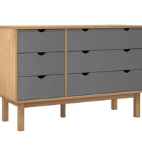 Schubladenschrank OTTA Braun & Grau 111x43x73,5 cm Massivholz