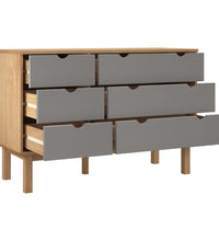 Schubladenschrank OTTA Braun & Grau 111x43x73,5 cm Massivholz