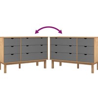 Schubladenschrank OTTA Braun & Grau 111x43x73,5 cm Massivholz