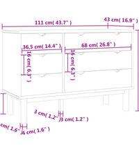 Schubladenschrank OTTA Braun & Grau 111x43x73,5 cm Massivholz