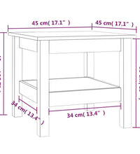 Couchtisch Grau 45x45x40 cm Massivholz Kiefer