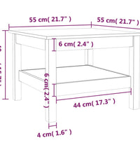 Couchtisch Grau 55x55x40 cm Massivholz Kiefer