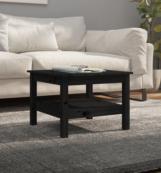 Couchtisch Schwarz 55x55x40 cm Massivholz Kiefer