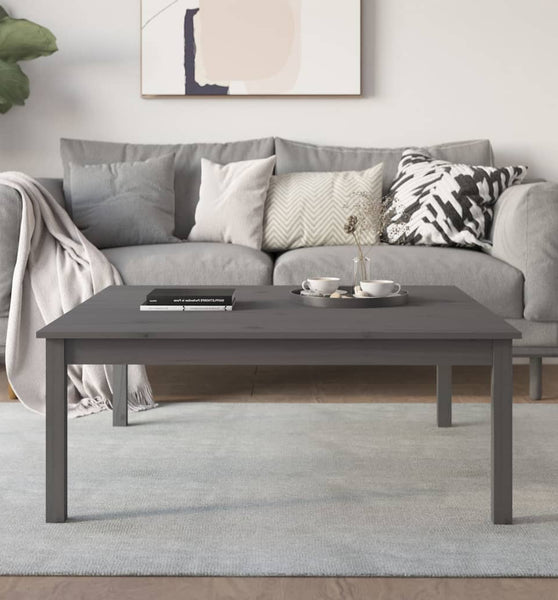 Couchtisch Grau 100x100x40 cm Massivholz Kiefer