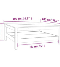 Couchtisch Weiß 100x100x40 cm Massivholz Kiefer
