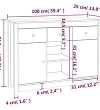 Sideboard Weiß 100x35x74,5 cm Massivholz Kiefer