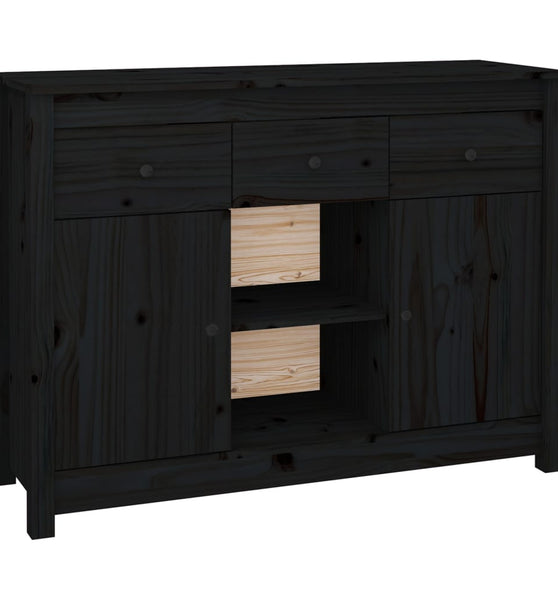Sideboard Schwarz 100x35x74,5 cm Massivholz Kiefer
